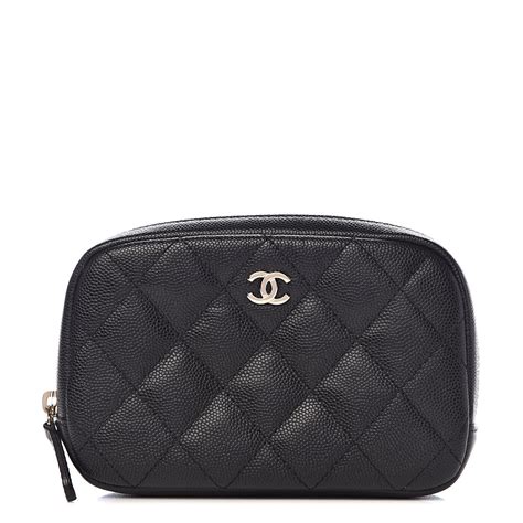 chanel caviar quilted small cosmetic case black|Chanel Makeup Bags .